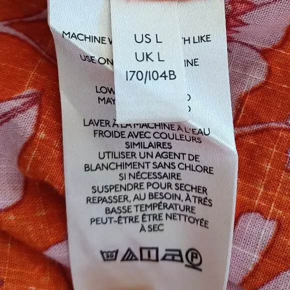 Free People Orange Pink Floral Off Shoulder Peasant Top L EC - Picture 4 of 10